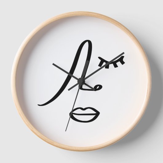 Minimalistisches Abstraktes Gesicht Modernes Kunst Uhr (Vorderseite)