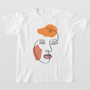 Minimalistisches abstraktes Gesicht Porträt Linien T-Shirt
