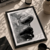 Minimalistisches abstraktes Gesicht Profil Schwarz Poster