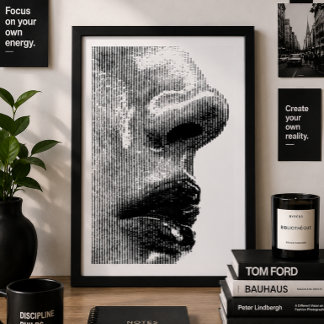Minimalistisches abstraktes Gesicht Profil Schwarz Poster