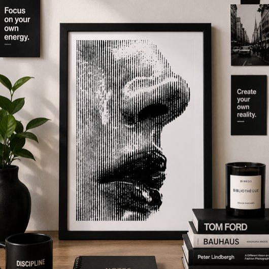 Minimalistisches abstraktes Gesicht Profil Schwarz Poster