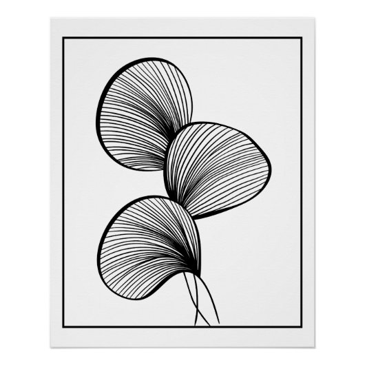 Minimalistisches Abstraktes Leaf Line Art - Modern Poster (Vorderseite)