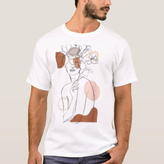 Minimalistisches abstraktes Linienkunst-T-Shirt – T-Shirt