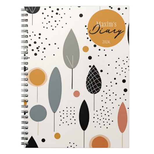 Minimalistisches Abstraktes, neutrales Muster-Dreh Notizblock (Vorderseite)