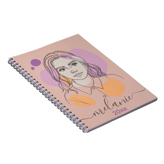 Minimalistisches Abstraktes Portrait Custom Monogr Notizblock (Rechte Seite)