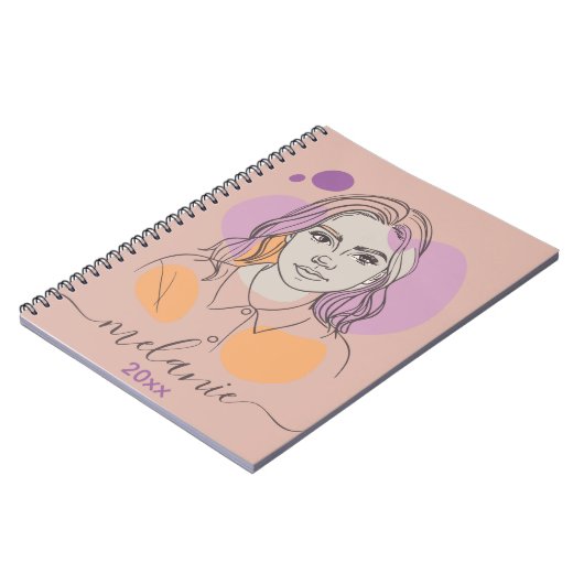 Minimalistisches Abstraktes Portrait Custom Monogr Notizblock (Linke Seite)