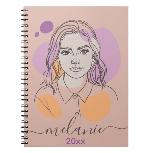 Minimalistisches Abstraktes Portrait Custom Monogr Notizblock (Vorderseite)