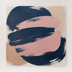 Minimalistisches abstraktes Rosa Navy-Blush Puzzle