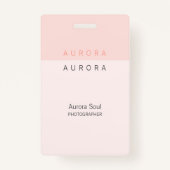 Minimalistisches Abzeichen mit zwei Tonen rosa Nam Ausweis (Rückseite)
