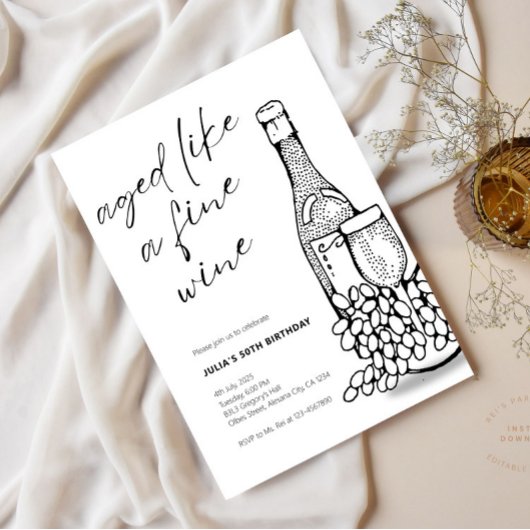 Minimalistisches Alter wie ein erwachsener Wein ei Einladung