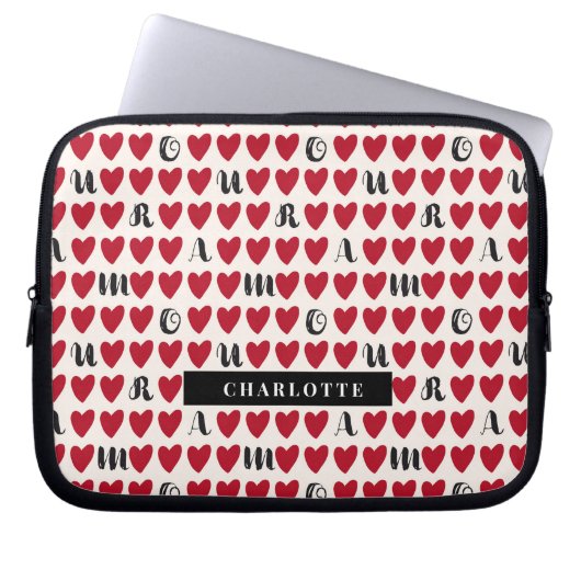 Minimalistisches Amour Heart Pattern Laptop Sleeve (Vorderseite)