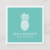 Minimalistisches Ananas-Logo Türkis Quadratische Visitenkarte (Vorderseite)
