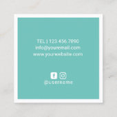 Minimalistisches Ananas-Logo Türkis Quadratische Visitenkarte (Rückseite)