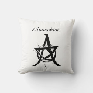 Minimalistisches Anarchie-Symbol – Schwarz-Weiß-Lo Kissen