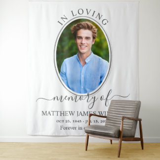 Minimalistisches Andenken-Memorial-Trauerfoto Wandteppich