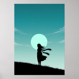 Minimalistisches Anime-Mädchen Poster