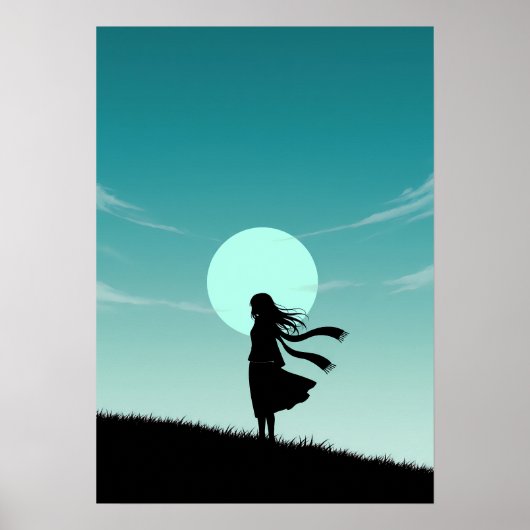 Minimalistisches Anime-Mädchen Poster (Vorne)