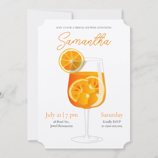 Minimalistisches Aperol Spritz Brautparty Einladung (Vorderseite)
