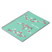 Minimalistisches Aqua Aquamarin Cherry Blossom & H Notizblock (Linke Seite)