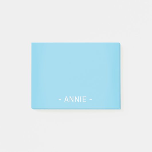 Minimalistisches Aqua Blue Anpassbar 4 Zoll x 3 Zo Post-it Klebezettel (Vorderseite)