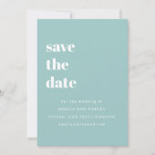 Minimalistisches Aqua Blue Retro Simple Wedding Fo Save The Date (Vorderseite)