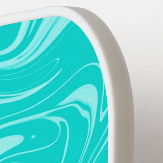 Minimalistisches Aqua Blue und White Modern Monogr Pickleball Schläger (Linke Seite)