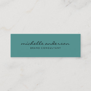 Minimalistisches Aqua Green mit kursivem Text Mini Visitenkarte