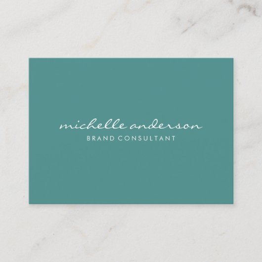 Minimalistisches Aqua Green mit kursivem Text Visitenkarte (Vorderseite)