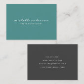 Minimalistisches Aqua Green mit kursivem Text Visitenkarte (Vorne/Hinten)