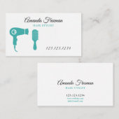 Minimalistisches Aqua und Schwarzes Haar Stylist Visitenkarte (Vorne/Hinten)