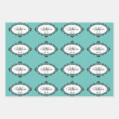 Minimalistisches Aquamarines Vintages Damaselmonog Geschenkpapier Set (Vorderseite 2)