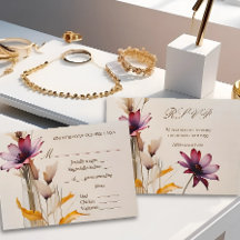 Minimalistisches Aquarell lila Blume Hochzeit