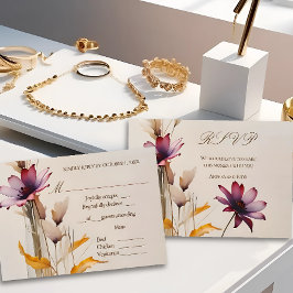 Minimalistisches Aquarell lila Blume Hochzeit RSVP Karte