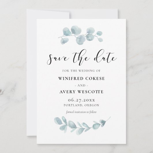 Minimalistisches Aquarell Save The Date (Vorderseite)