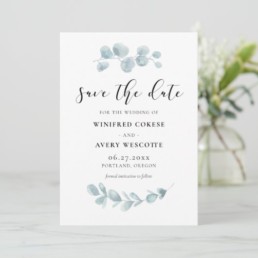 Minimalistisches Aquarell Save The Date (Stehend Vorderseite)