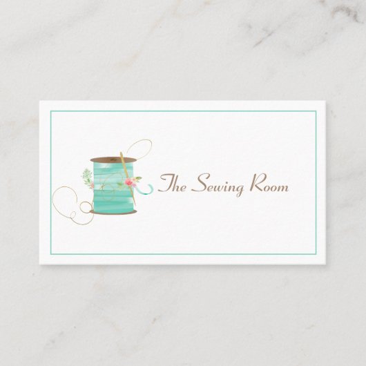Minimalistisches Aquarellbecken Ribbon Nähen Visitenkarte (Vorderseite)