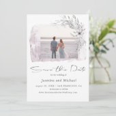 Minimalistisches Aquarellblau Foto Save the Date (Stehend Vorderseite)