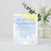 Minimalistisches Aquarellblau Name Baby Duschspiel (Stehend Vorderseite)