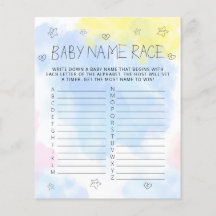 Minimalistisches Aquarellblau Name Baby Duschspiel