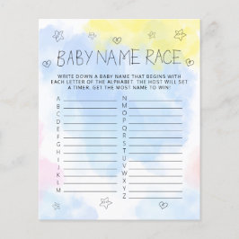 Minimalistisches Aquarellblau Name Baby Duschspiel