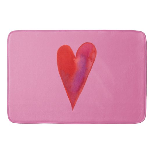Minimalistisches Aquarellherz Badematte (Vorderseite)