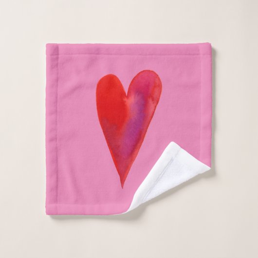 Minimalistisches Aquarellherz Badhandtuch Set (Waschlappen)