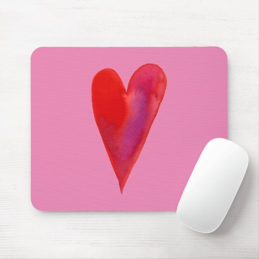 Minimalistisches Aquarellherz Mousepad (Mit Mouse)