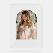 Minimalistisches Arch Baby Dusche Foto Willkommen Acrylschild (Vorderseite)