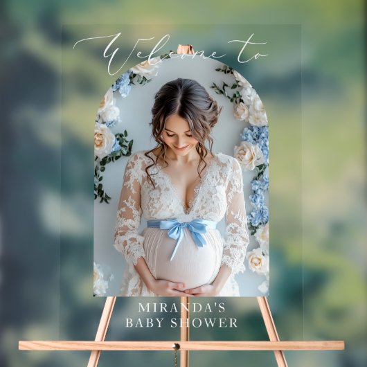 Minimalistisches Arch Baby Dusche Foto Willkommen Acrylschild (Neutral)