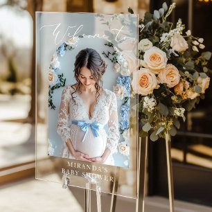 Minimalistisches Arch Baby Dusche Foto Willkommen Acrylschild