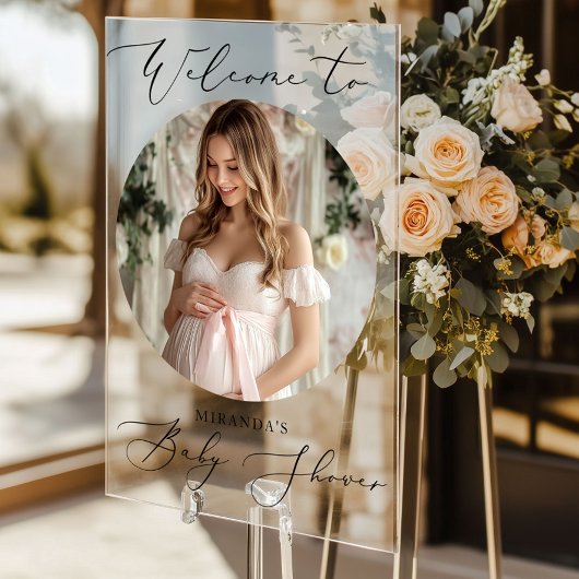 Minimalistisches Arch Baby Dusche Foto Willkommen Acrylschild