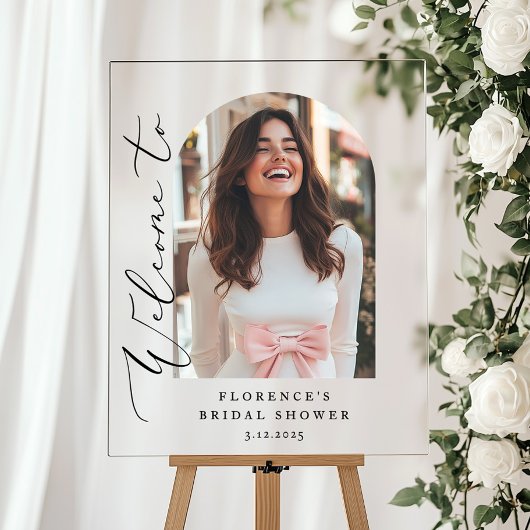 Minimalistisches Arch Brautparty Foto Willkommen Acrylschild