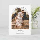 Minimalistisches Arch Foto Moderne Hochzeit Save The Date (Stehend Vorderseite)