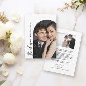 Minimalistisches Arch Foto Schwarz-Weiß-Hochzeit Dankeskarte